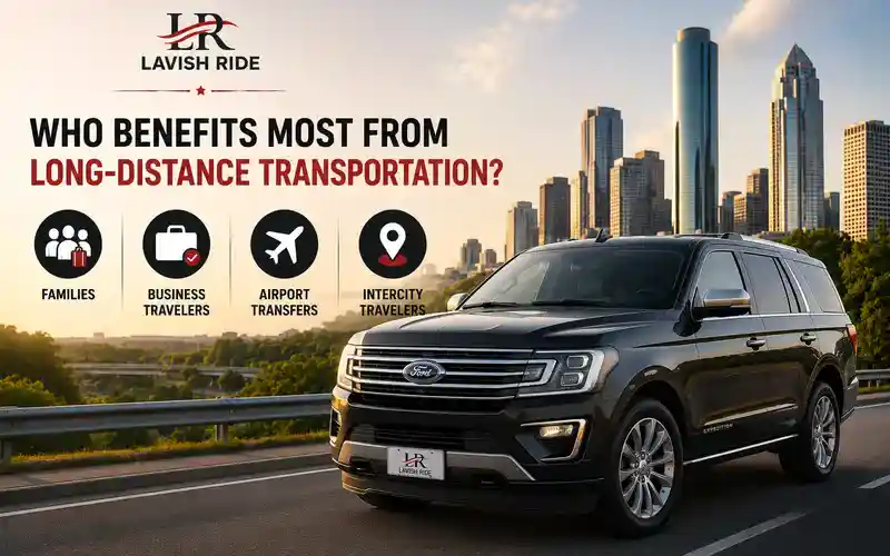 Ford Expedition providing long-distance transportation for business travelers, families, airport passengers, medical travelers, and groups seeking comfortable, reliable travel across Texas.